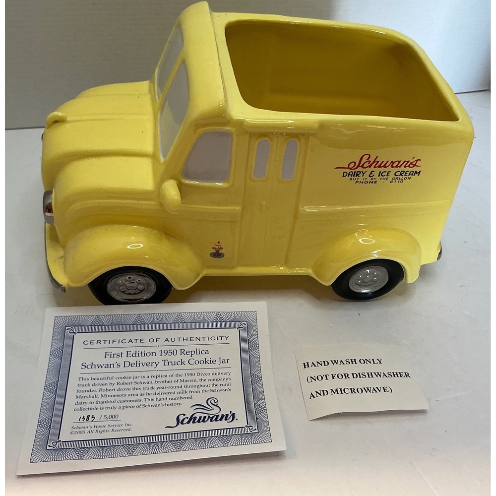 Schwan's‎ 1950 Replica Cookie Jar Delivery Truck Limited Edition Ceramic Yellow